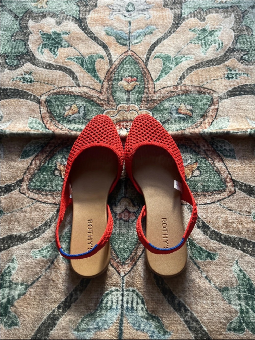 Rothy's Bright Red Knit Slingback Flats